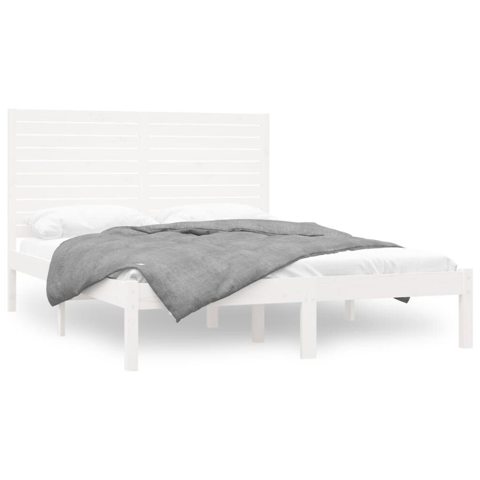 Vidaxl (White, 140 X 200 Cm) Bed Frame Bed Base Bedstead Bedroom Mattress Foundation Solid Wood
