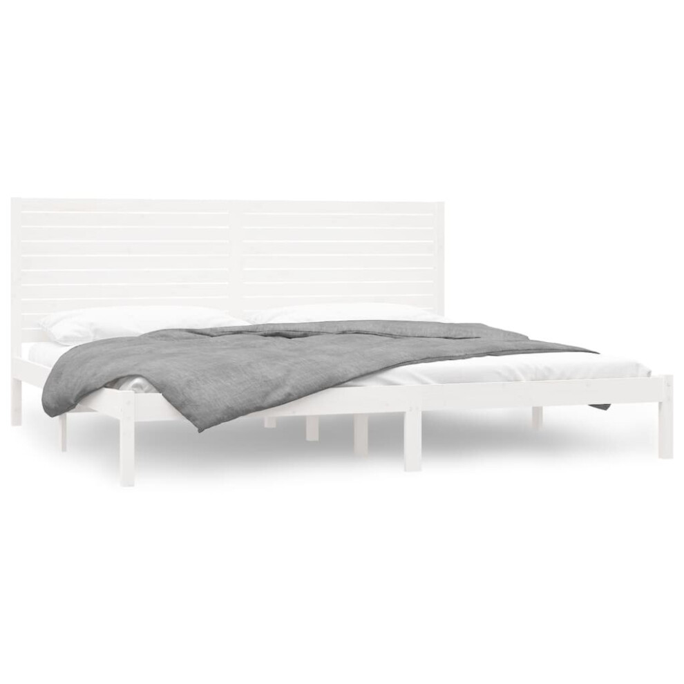 Vidaxl (White, 180 X 200 Cm) Bed Frame Bed Base Bedstead Bedroom Mattress Foundation Solid Wood