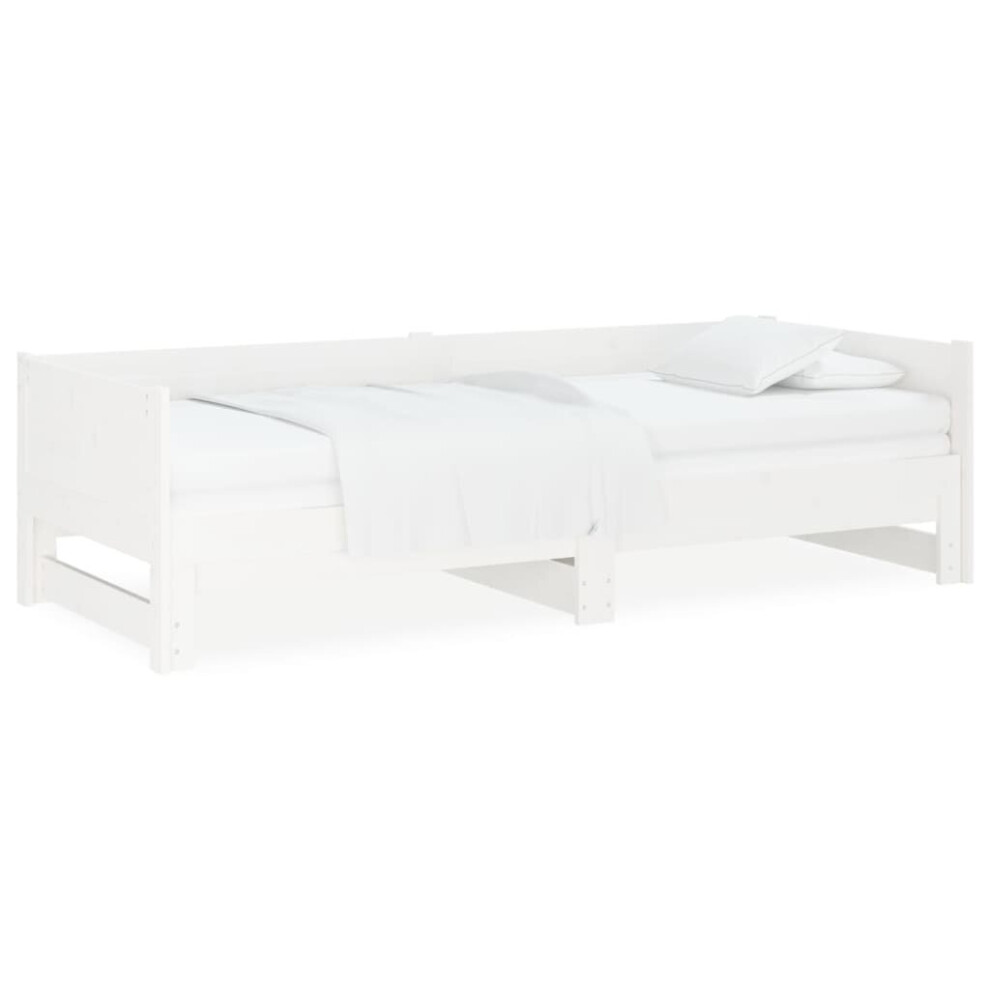 Vidaxl (, 80 X 200 Cm) Pull-Out Day Bed Wooden Sofa Bed Bedroom Guest Bed Solid Wood Pine White