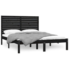 (black, 150 x 200 cm) vidaXL Bed Frame Bed Base Bedstead Bedroom Mattress Foundation Solid Wood