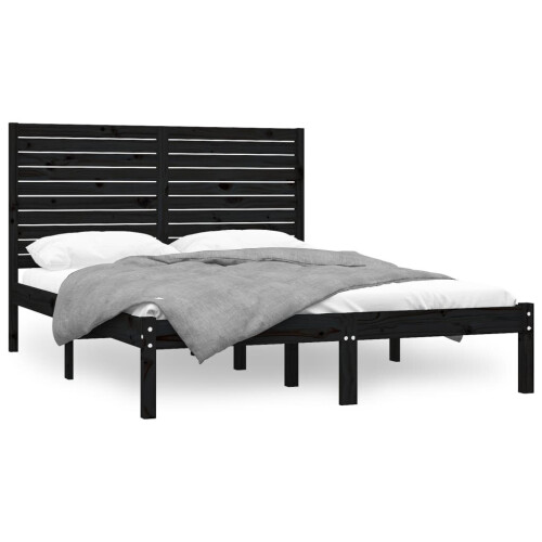VidaXL (black, 150 x 200 cm) vidaXL Bed Frame Bed Base Bedstead Bedroom Mattress Foundation Solid Wood