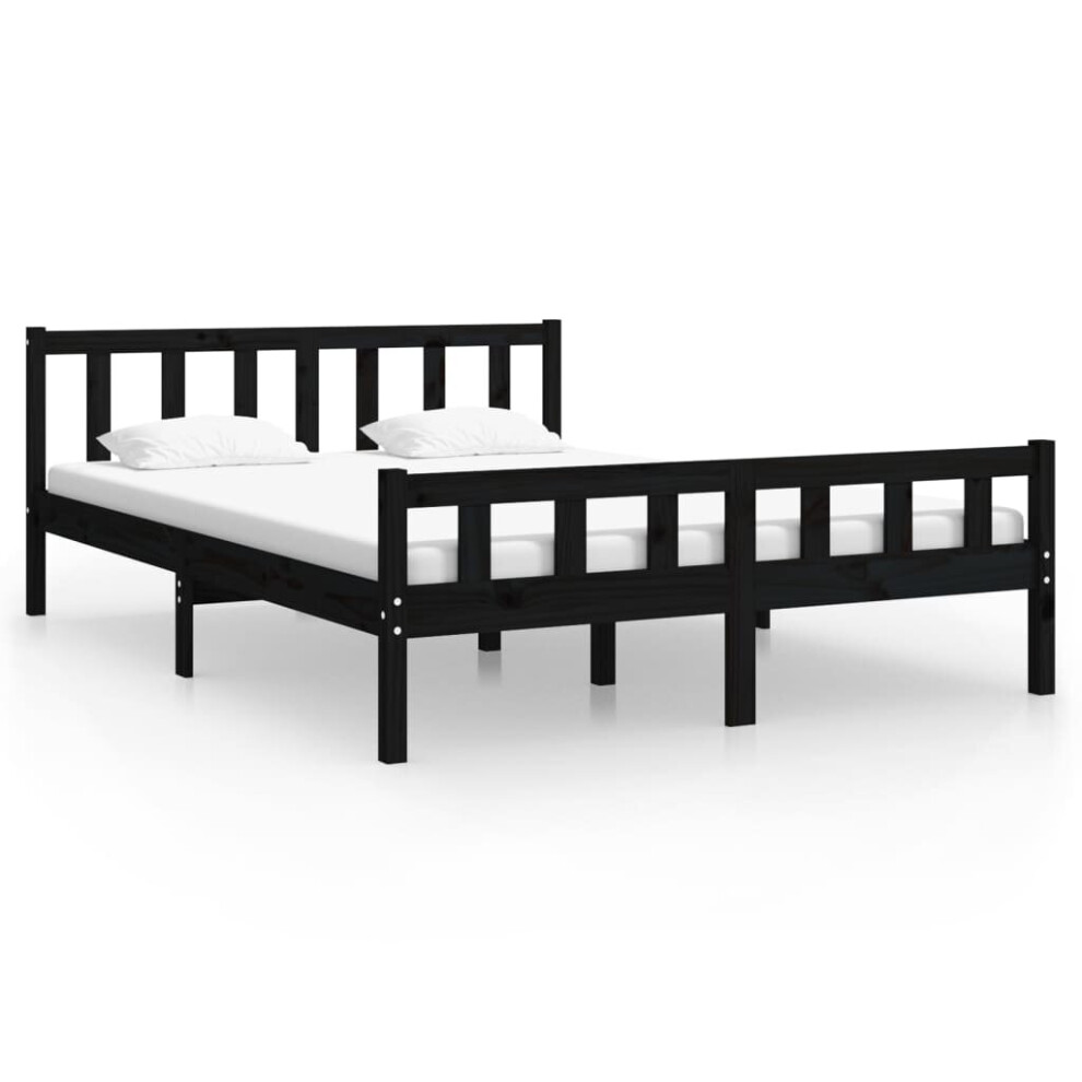 (black, 120 x 200 cm) vidaXL Bed Frame Home Wooden Bedroom Bedstead Platform Bed Base Solid Wood