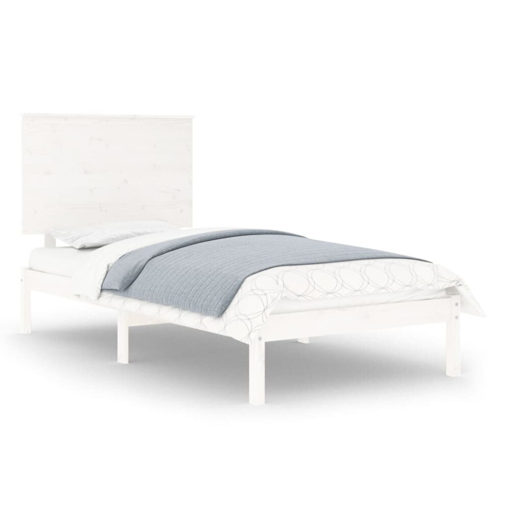 Vidaxl (White, 90 X 200 Cm) Solid Wood Pine Bed Frame Wooden Bedstead Bed Base Multi Colours/Sizes