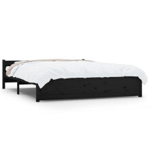 (black, 150 x 200 cm) vidaXL Solid Wood Bed Frame Home Wooden Bedstead Bed Base Multi Colours/Sizes