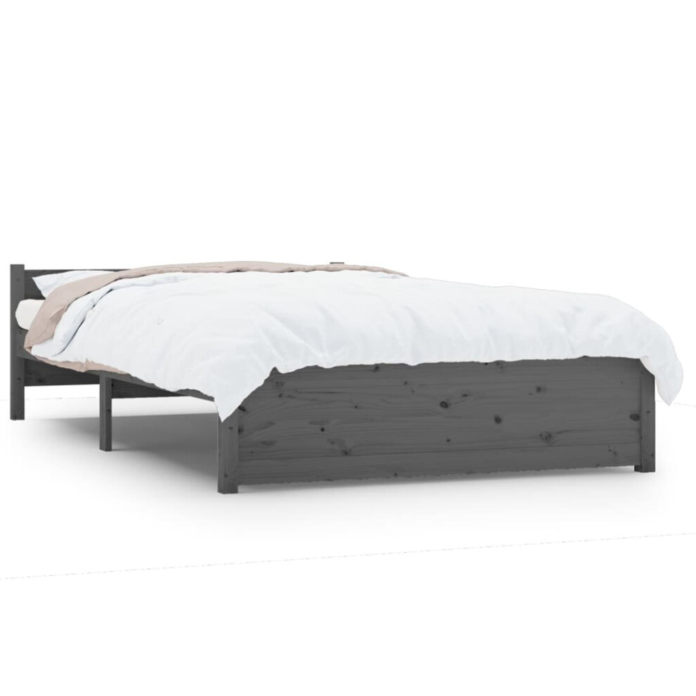 New Vidaxl (, 135 X 190 Cm) Solid Wood Bed Frame Home Wooden Bedstead Bed Base Multi Colours/Sizes Grey