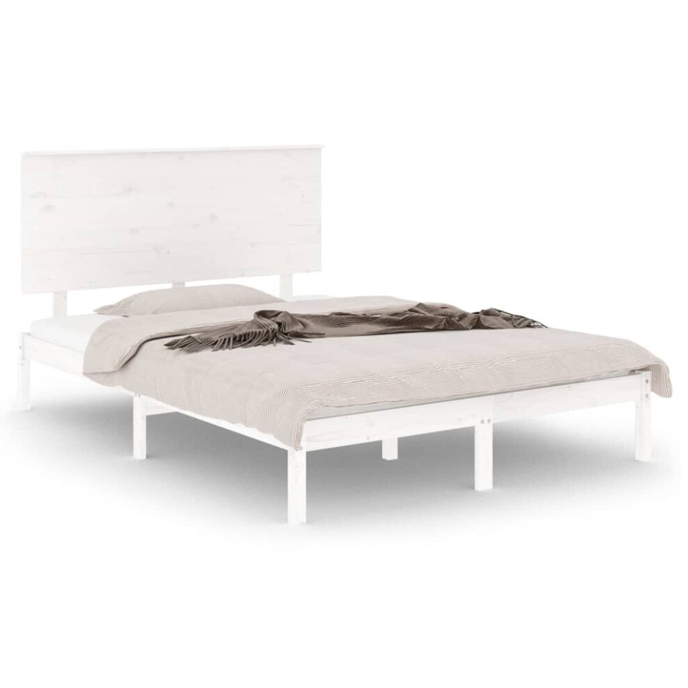 Vidaxl (White, 120 X 200 Cm) Solid Wood Pine Bed Frame Wooden Bedstead Bed Base Multi Colours/Sizes