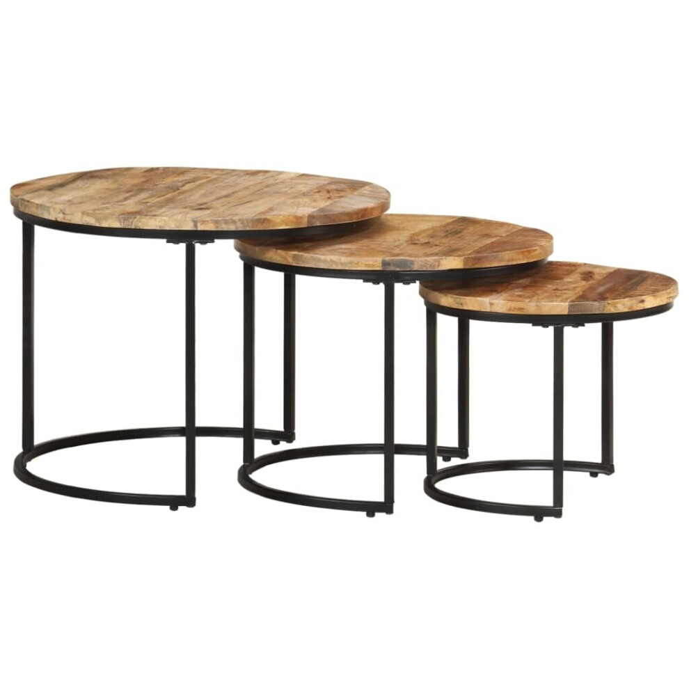 Vidaxl (3) Nesting Tables Couch Table Tea Desk Accent Table Solid Acacia Wood