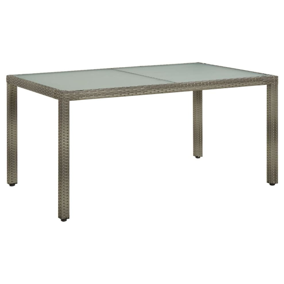 (grey and white, 150 x 90 x 75 cm) vidaXL Garden Table Tempered Glass&Poly Rattan Table 150/90 cm Multi Colours