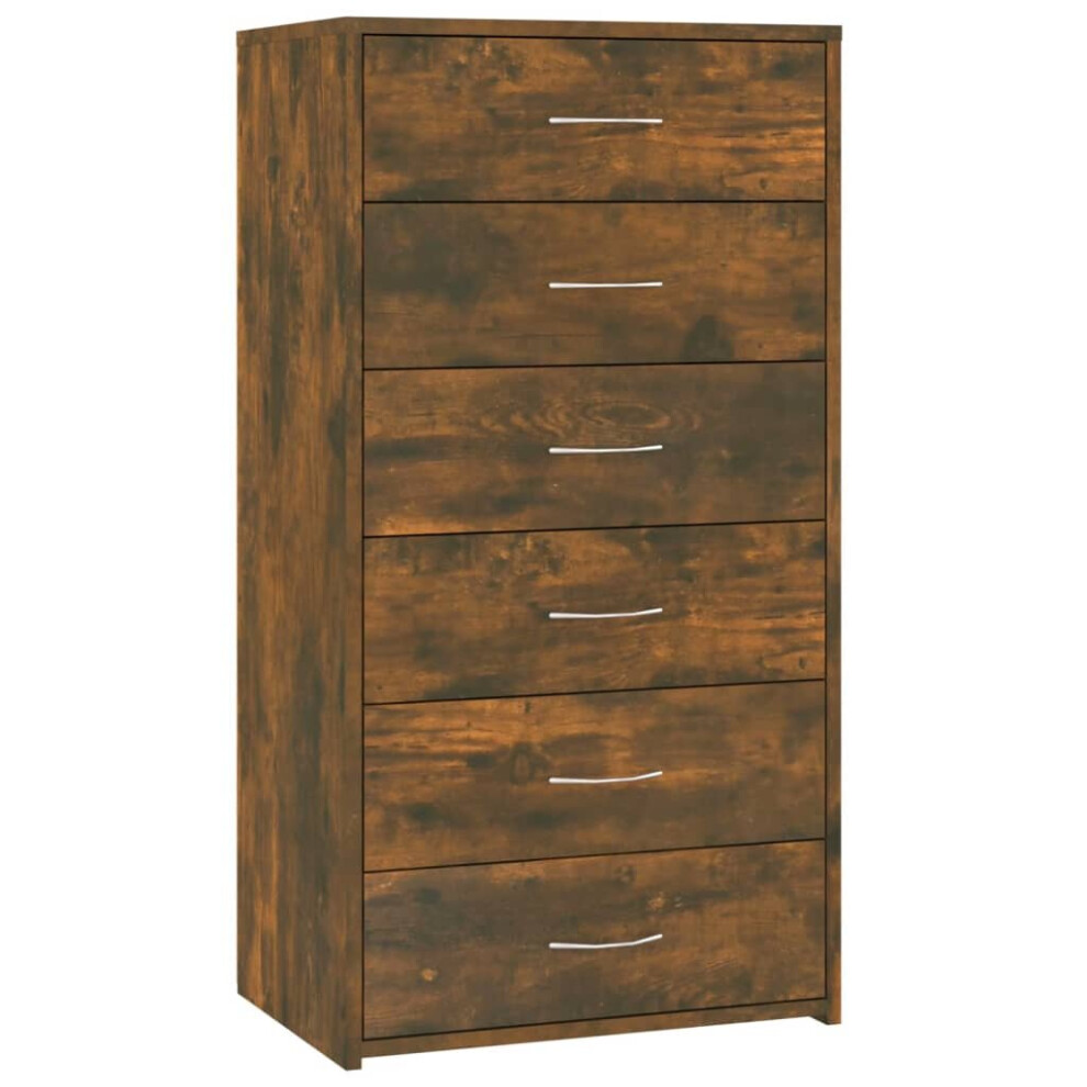 Vidaxl (Smoked Oak) Sideboard With 6 Drawers Cabinet Cupboard Highboard Engineered Wood