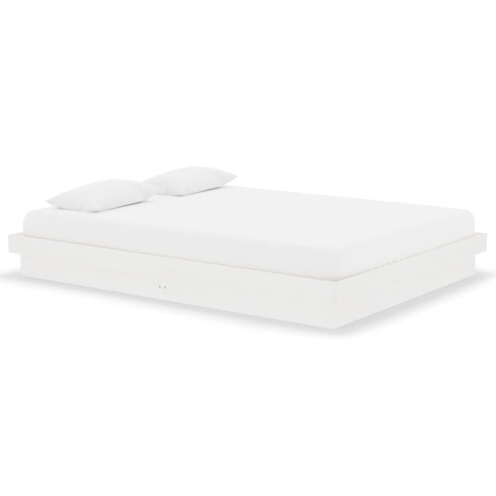 Vidaxl (White, 140 X 190 Cm) Solid Wood Pine Bed Frame Wooden Home Platform Bed Multi Colours/Sizes