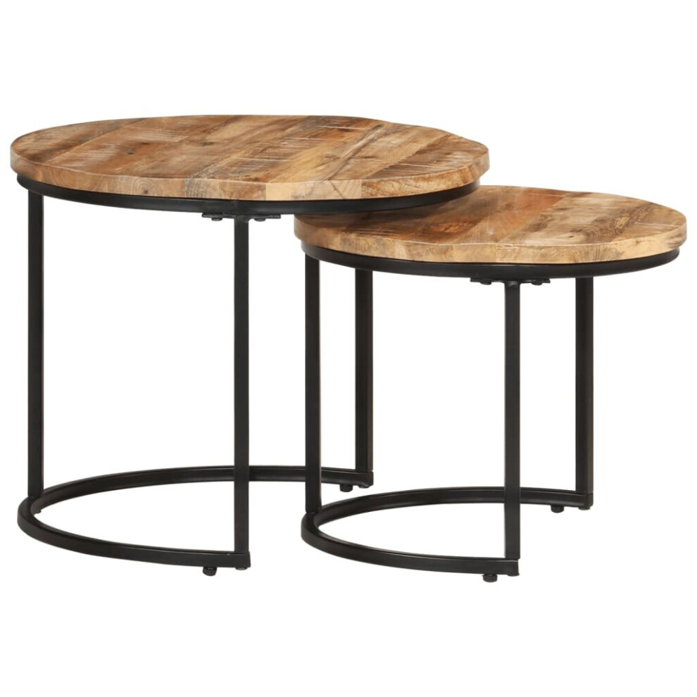 (2) vidaXL Nesting Tables Couch Table Tea Desk Accent Table Solid Acacia Wood
