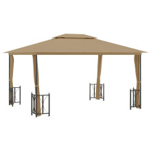 (taupe, 3 x 4 m) vidaXL Gazebo with Sidewalls & Double Roof Tent Multi Colours 3x3 m/3x4 m