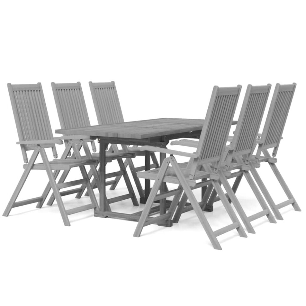 Vidaxl (7) Solid Wood Acacia Garden Dining Set Table 5/7 Piece Oval/Rectangular