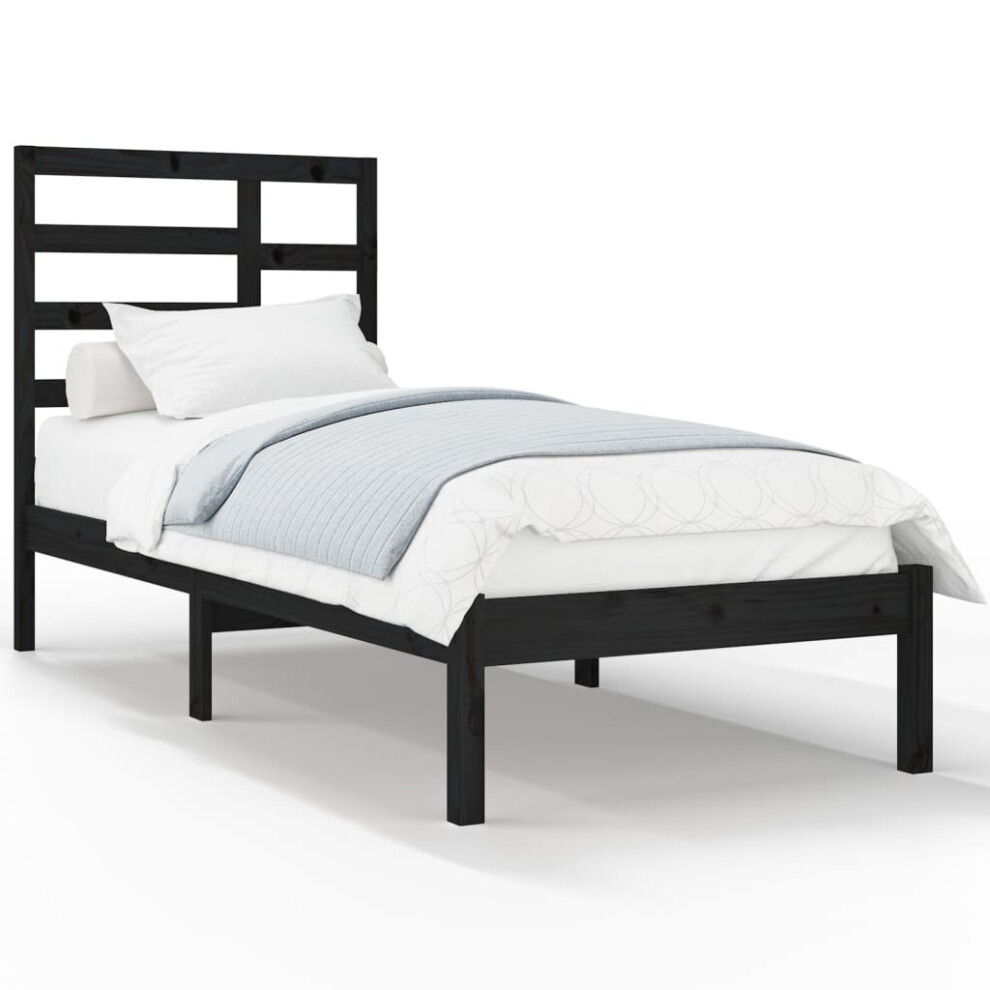 (black, 75 x 190 cm) vidaXL Solid Wood Bed Frame Bedroom Bedstead Bed Base Multi Colours/Sizes