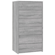(grey sonoma) vidaXL Sideboard with 6 Drawers Cabinet Cupboard Highboard Engineered Wood