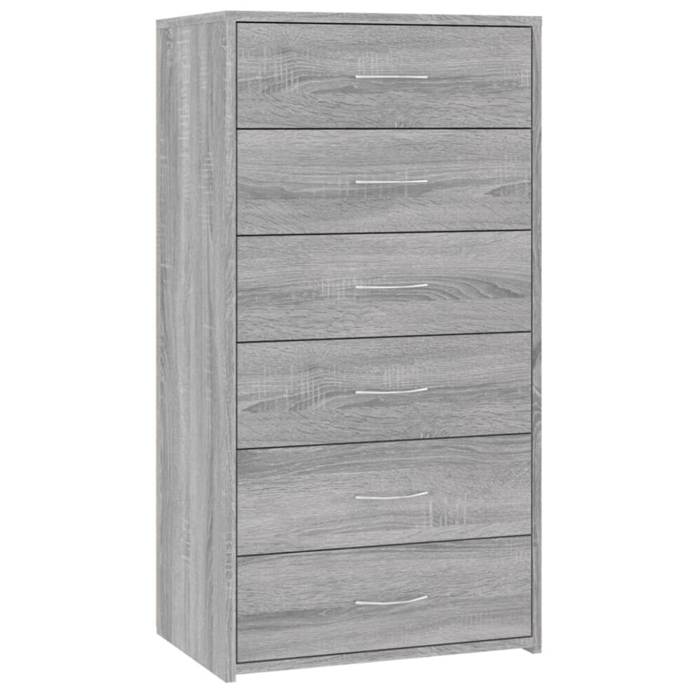 (grey sonoma) vidaXL Sideboard with 6 Drawers Home Storage Chest Set Chipboard Multi Colours