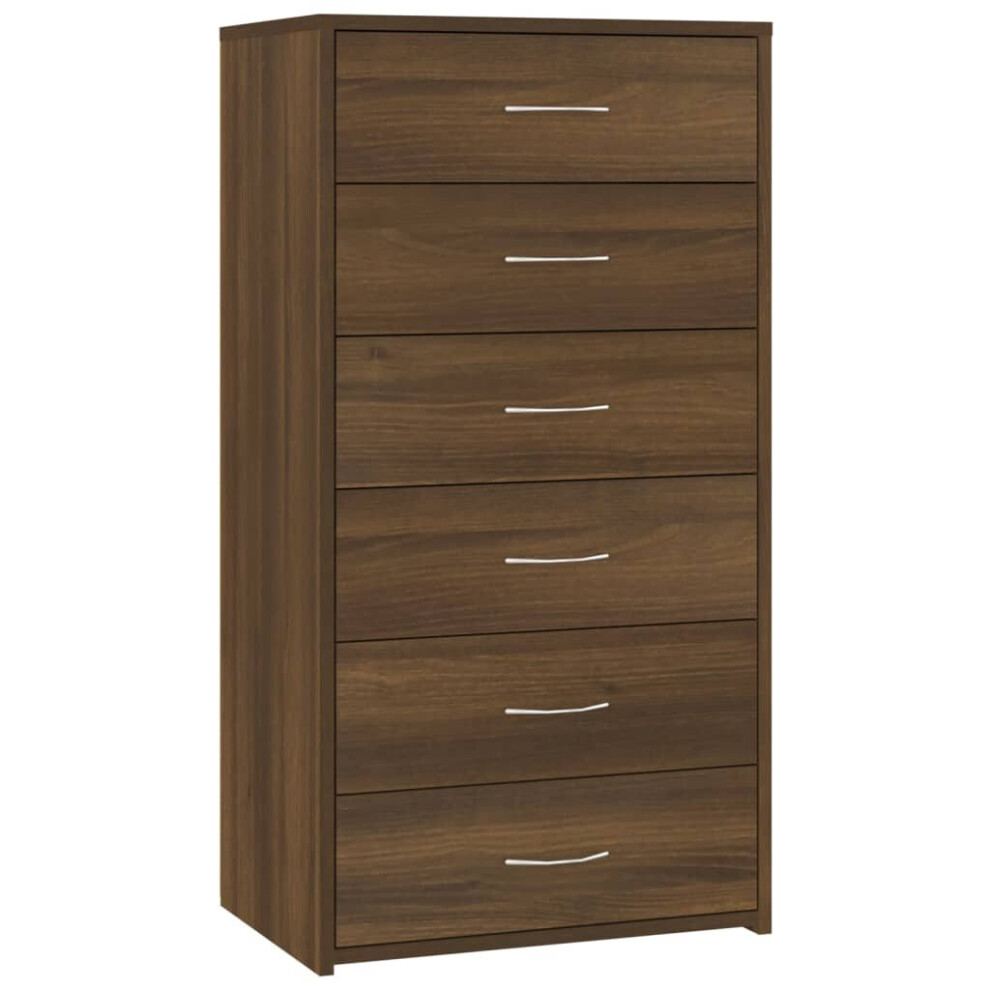Vidaxl ( Oak) Sideboard With Drawers Cabinet Cupboard Highboard Engineered Wood Brown Size 6