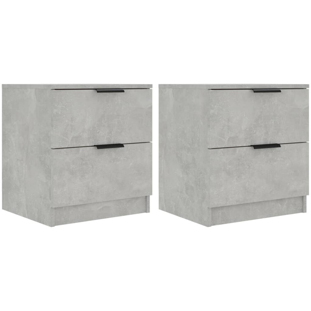 Vidaxl (Concrete Grey, 2) 1/2X Bedside Cabinet Engineered Wood Home End Side Table Multi Colours