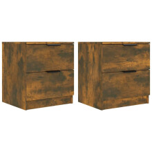 (smoked oak, 2) vidaXL 1/2x Bedside Cabinet Engineered Wood Home End Side Table Multi Colours