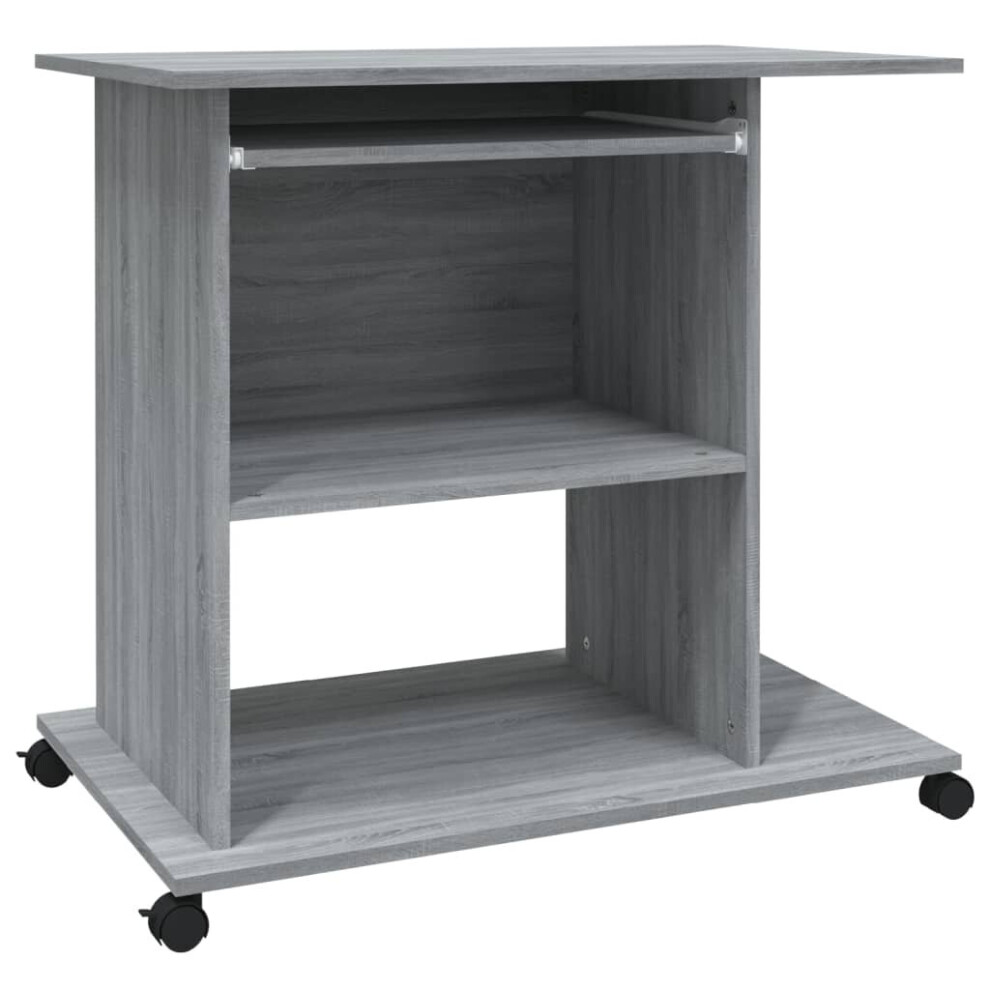 Vidaxl (Grey Sonoma) Computer Desk Chipboard Pc Laptop Table Desk Workstation Multi Colours
