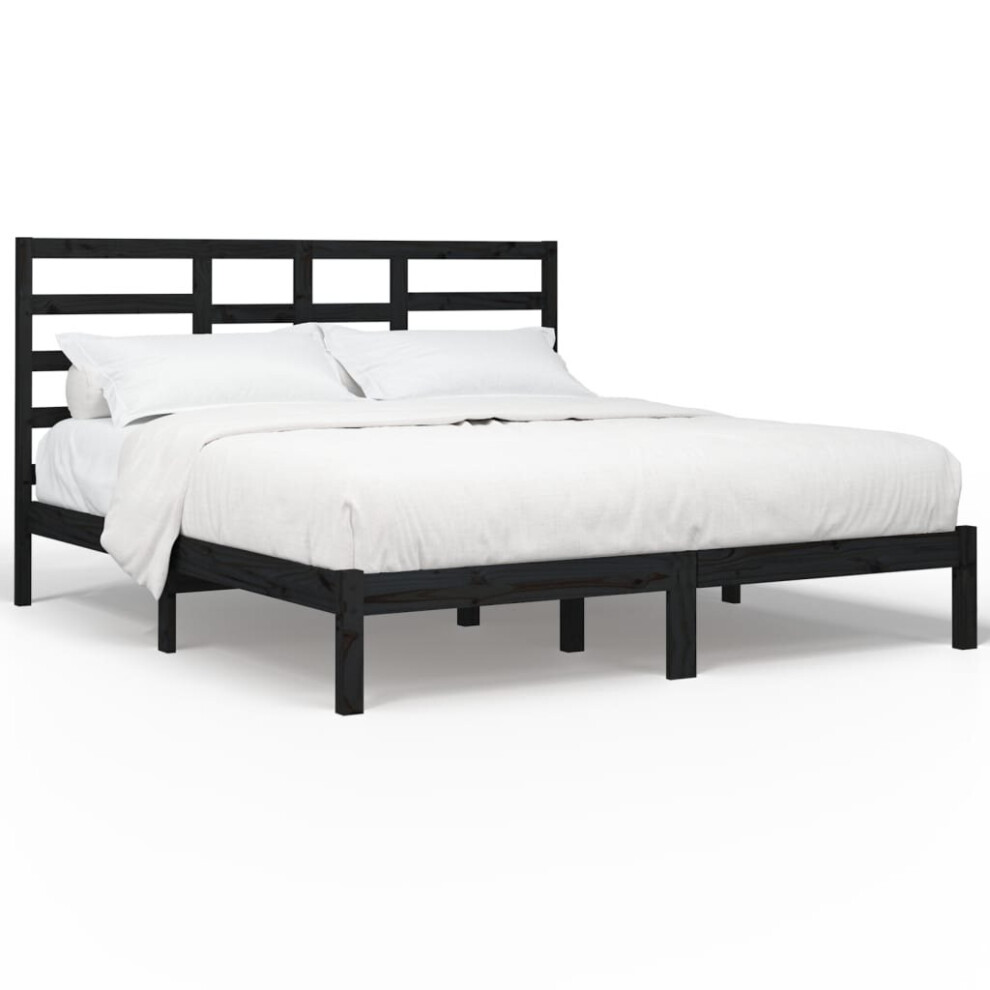 Vidaxl (Black, 200 X 200 Cm) Bed Frame Bed Base Bedstead Bedroom Mattress Foundation Solid Wood