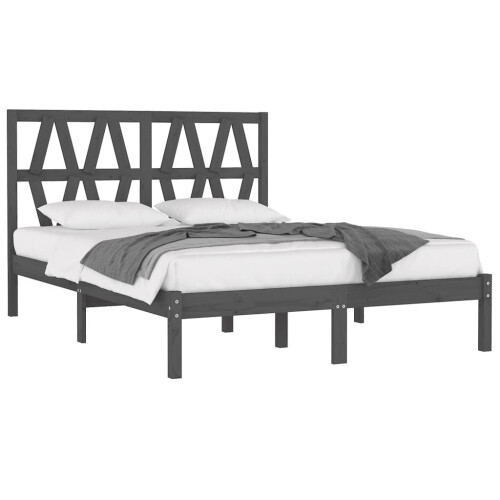 VidaXL (grey, 200 x 200 cm) vidaXL Bed Frame Bed Base Bedstead Bedroom Mattress Foundation Solid Wood Pine 2