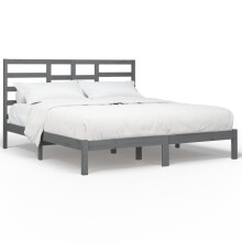 (grey, 200 x 200 cm) vidaXL Bed Frame Bed Base Bedstead Bedroom Mattress Foundation Solid Wood