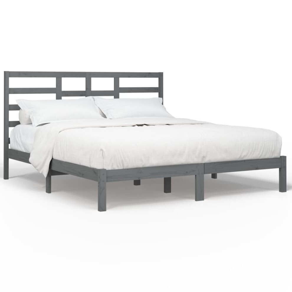Vidaxl (Grey, 200 X 200 Cm) Bed Frame Bed Base Bedstead Bedroom Mattress Foundation Solid Wood