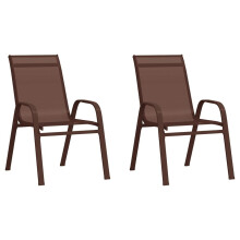 (brown, 2) vidaXL Stackable Garden Chairs Outdoor Chairs Dining Chair Textilene Fabric