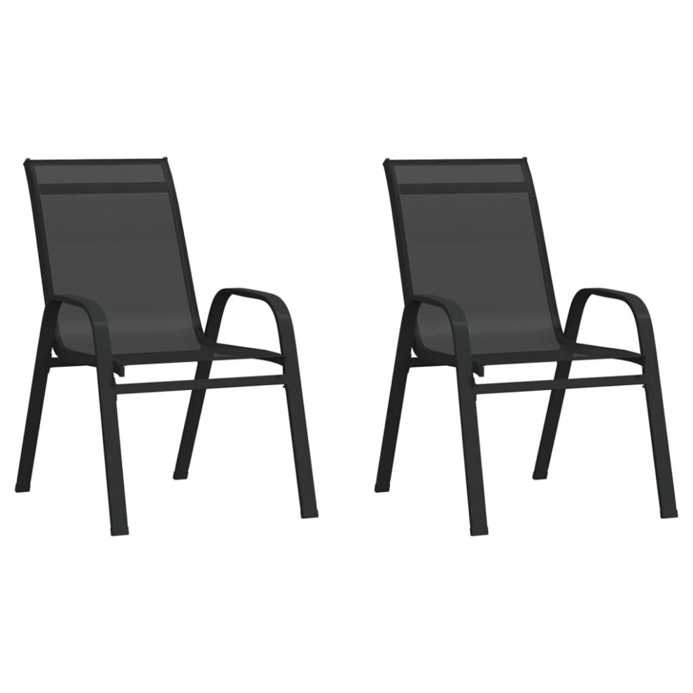 Vidaxl (, 2) Stackable Garden Chairs Outdoor Chairs Dining Chair Textilene Fabric Black
