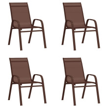 (brown, 4) vidaXL Stackable Garden Chairs Outdoor Chairs Dining Chair Textilene Fabric