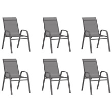 (grey, 6) vidaXL Stackable Garden Chairs Outdoor Chairs Dining Chair Textilene Fabric