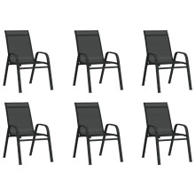 (black, 6) vidaXL Stackable Garden Chairs Outdoor Chairs Dining Chair Textilene Fabric