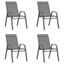 (grey, 4) vidaXL Stackable Garden Chairs Outdoor Chairs Dining Chair Textilene Fabric