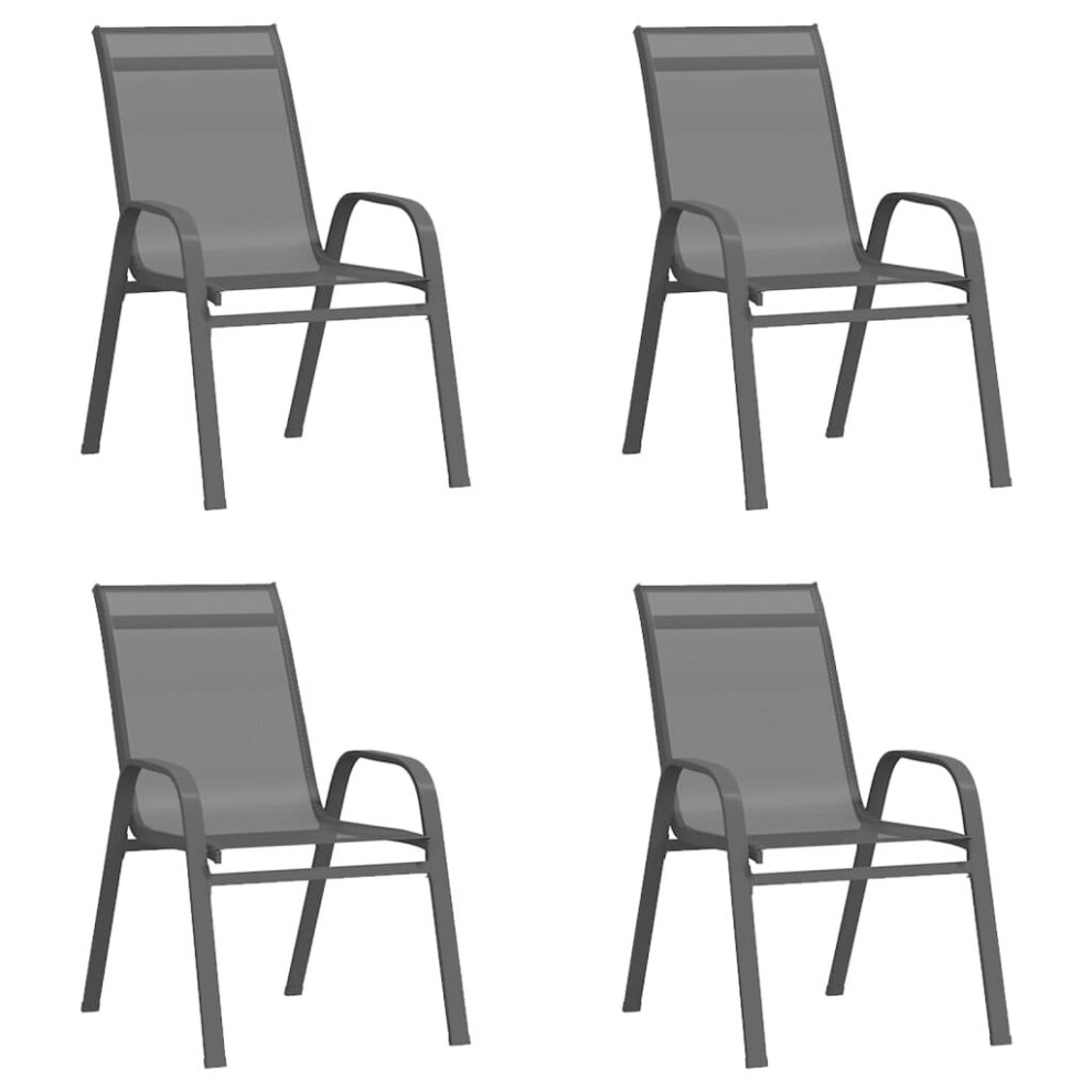 (grey, 4) vidaXL 2/4/6x Stackable Garden Chairs Textilene Fabric Seat Multi Colours