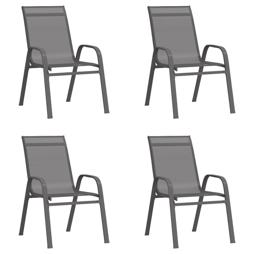 Vidaxl (, 4) Stackable Garden Chairs Outdoor Chairs Dining Chair Textilene Fabric Grey