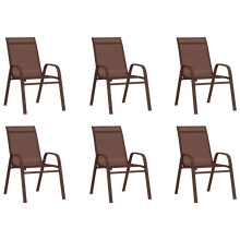 (brown, 6) vidaXL Stackable Garden Chairs Outdoor Chairs Dining Chair Textilene Fabric