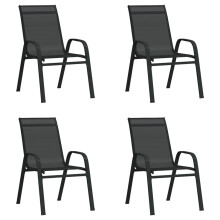 (black, 4) vidaXL Stackable Garden Chairs Outdoor Chairs Dining Chair Textilene Fabric