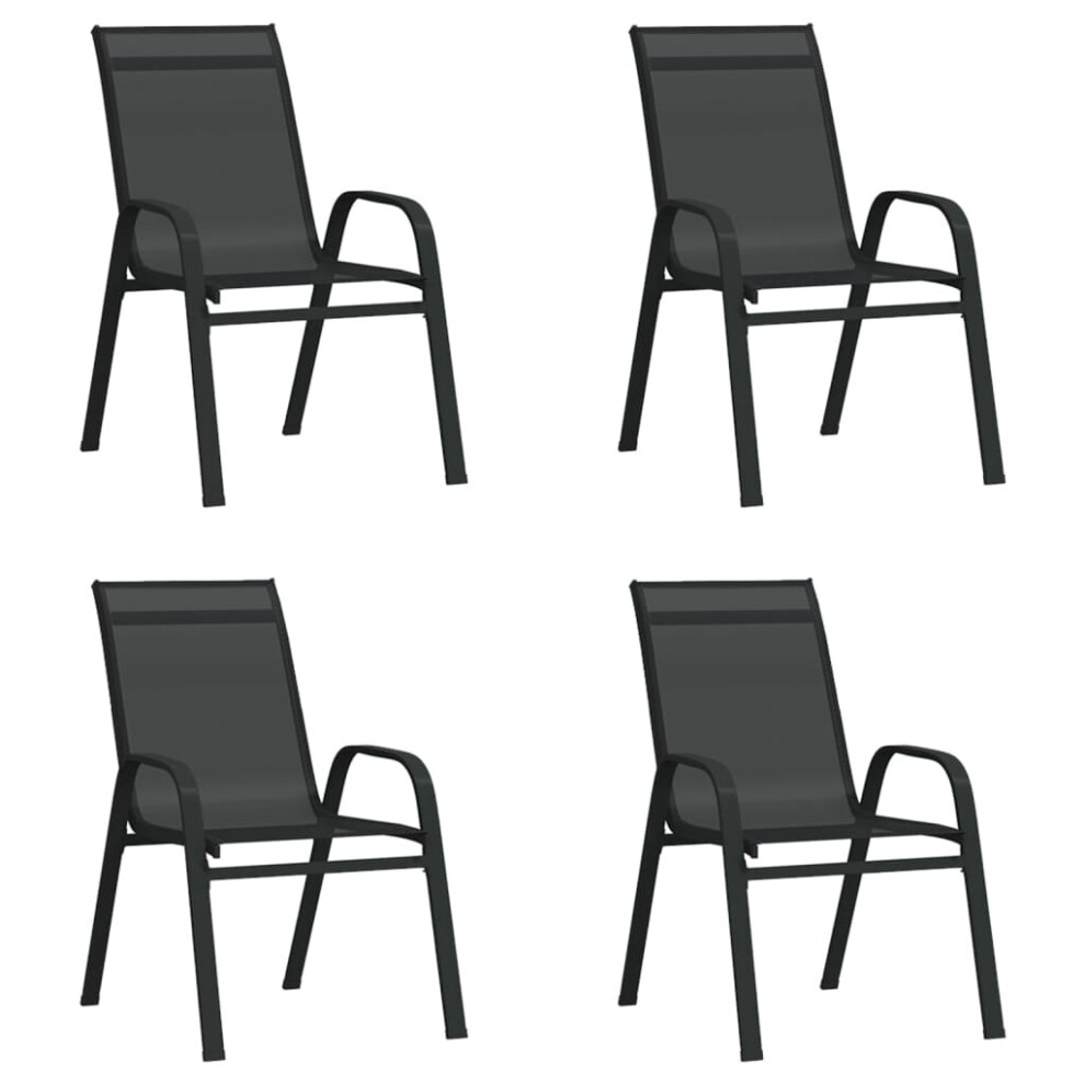 Vidaxl (, 4) Stackable Garden Chairs Outdoor Chairs Dining Chair Textilene Fabric Black