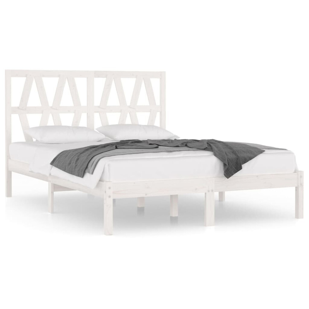 Vidaxl (White, 120 X 200 Cm) Bed Frame Bed Base Bedstead Bedroom Mattress Foundation Solid Wood Pine