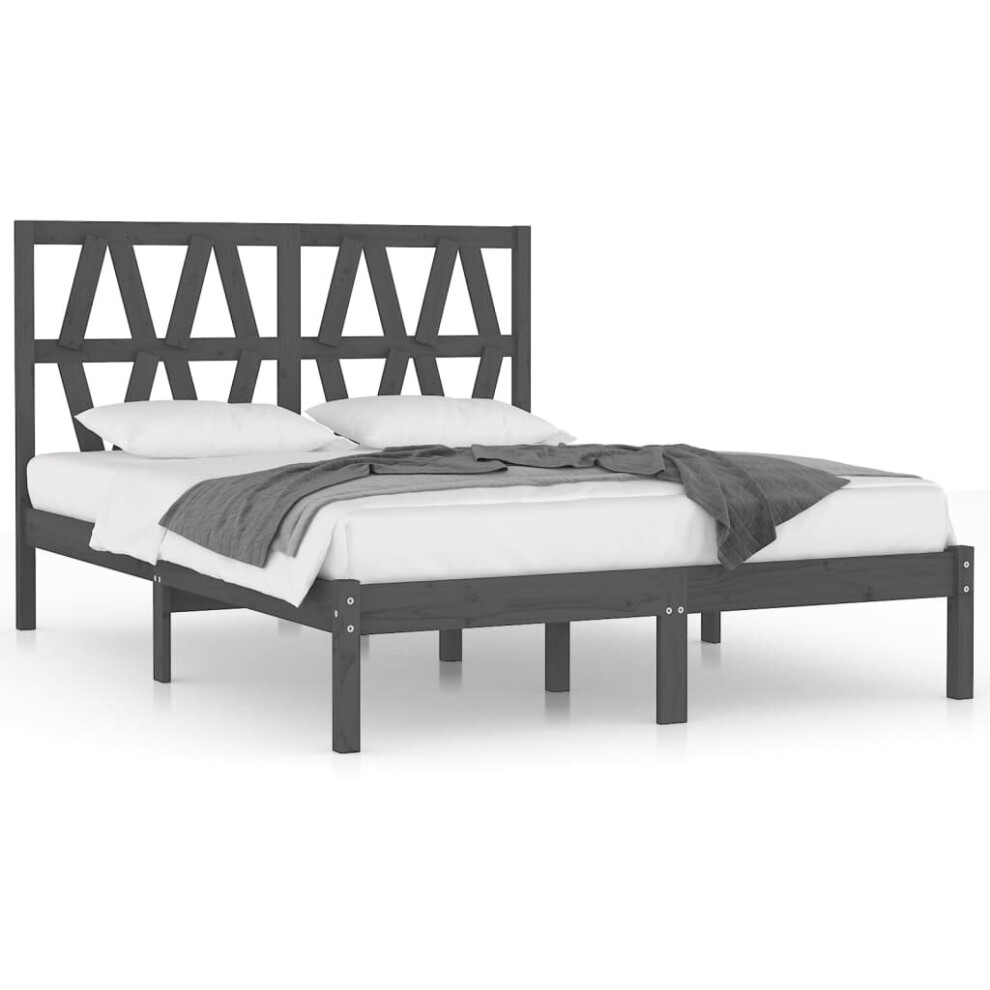 (grey, 200 x 200 cm) vidaXL Bed Frame Bed Base Bedstead Bedroom Mattress Foundation Solid Wood Pine