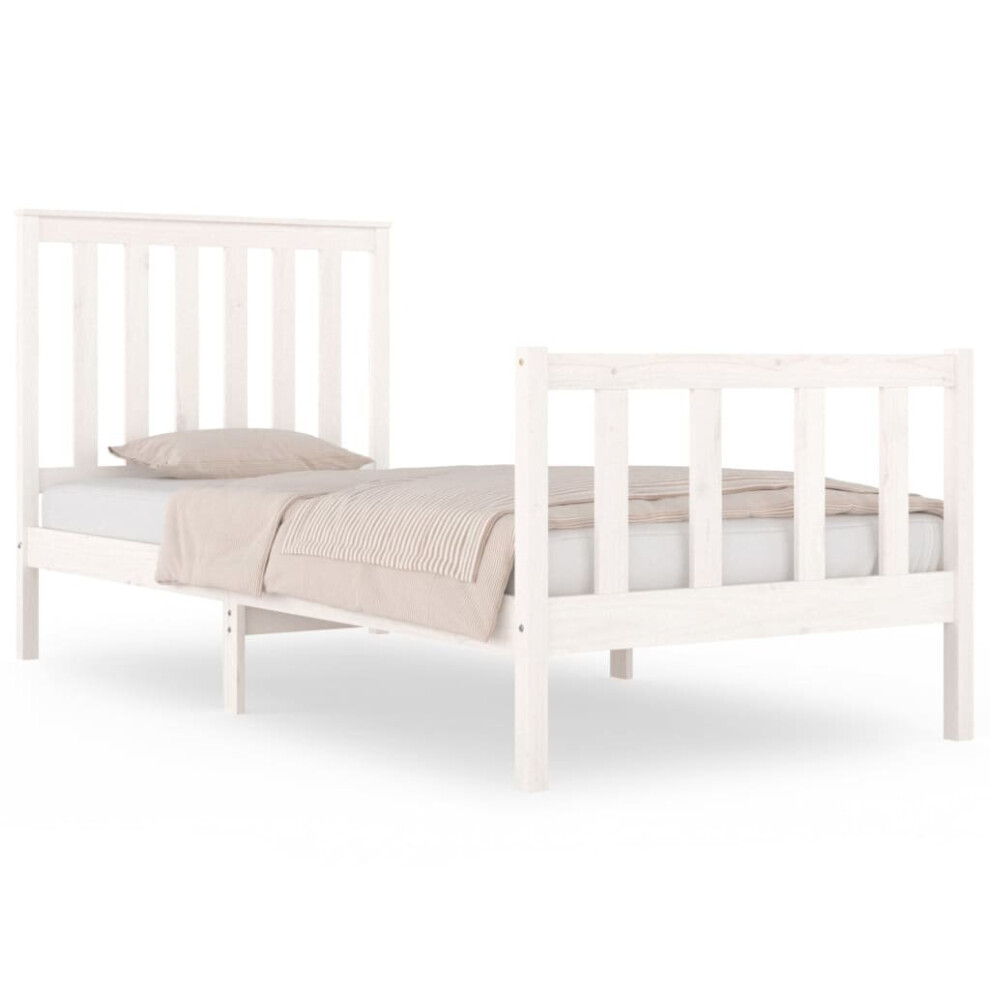 (white, 75 x 190 cm) vidaXL Bed Frame Platform Bed Wooden Bedstead with Headboard Solid Wood Pine