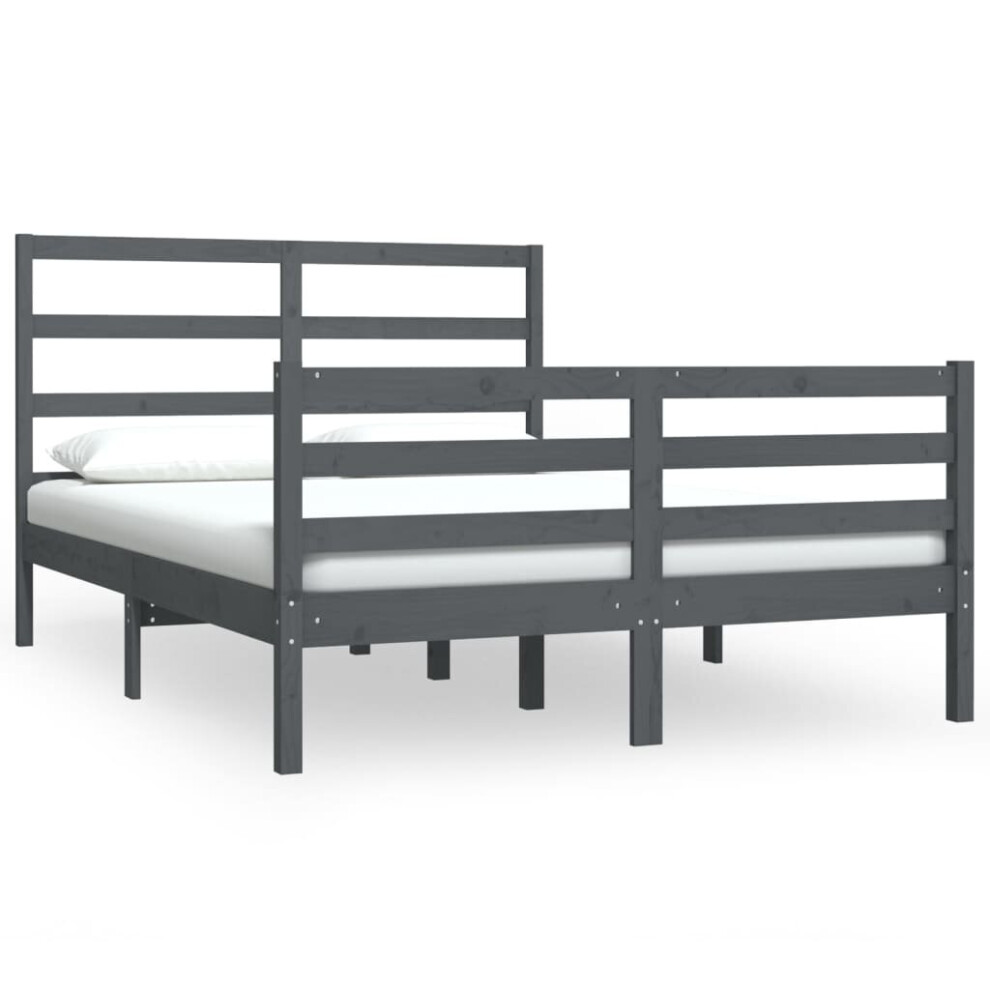 (grey, 135 x 190 cm) vidaXL Solid Wood Pine Bed Frame Wooden Bedstead Bed Base Multi Colours/Sizes