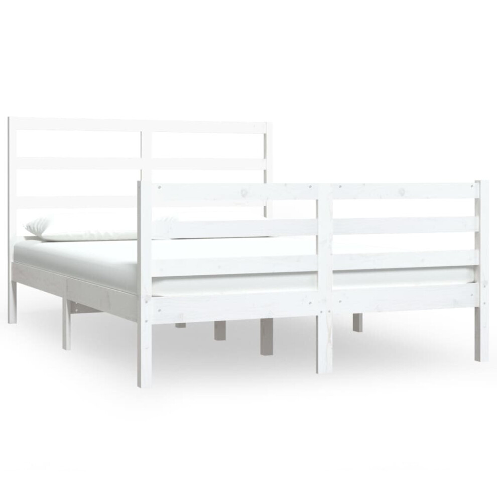 (white, 140 x 190 cm) vidaXL Solid Wood Pine Bed Frame Wooden Bedstead Bed Base Multi Colours/Sizes