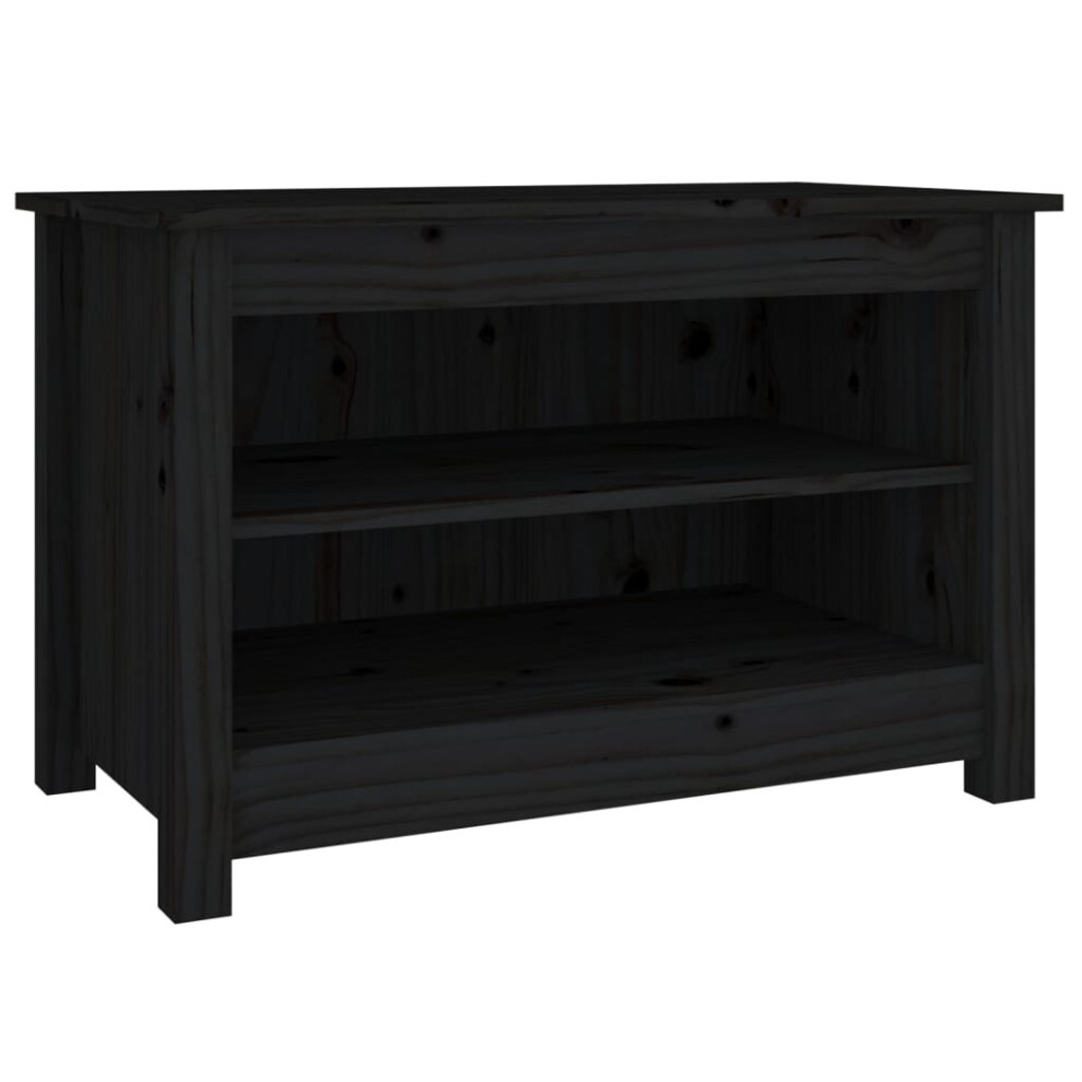 Vidaxl (Black) Solid Wood Pine Shoe Bench Wooden Storage Rack Multi Colours/Sizes