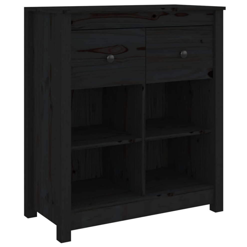 (black) vidaXL Solid Wood Pine Sideboard Home Storage Cabinet Highboard Multi Colours