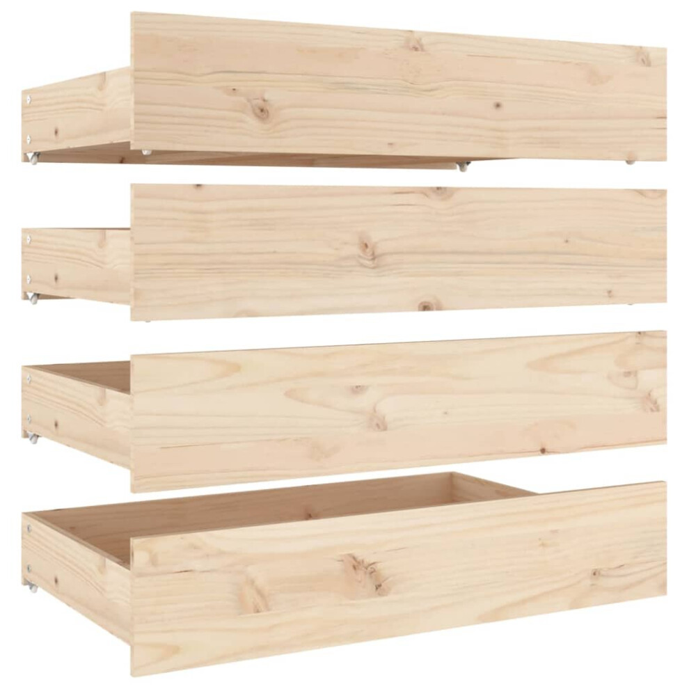Vidaxl (Brown, 95 X 57 X 18 Cm) Bed Drawers Bedroom Wooden Bed Box Storage Unit 4 Pcs Solid Wood Pine