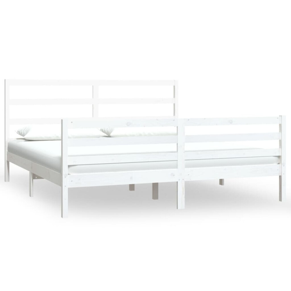 (white, 180 x 200 cm) vidaXL Solid Wood Pine Bed Frame Wooden Bedstead Bed Base Multi Colours/Sizes