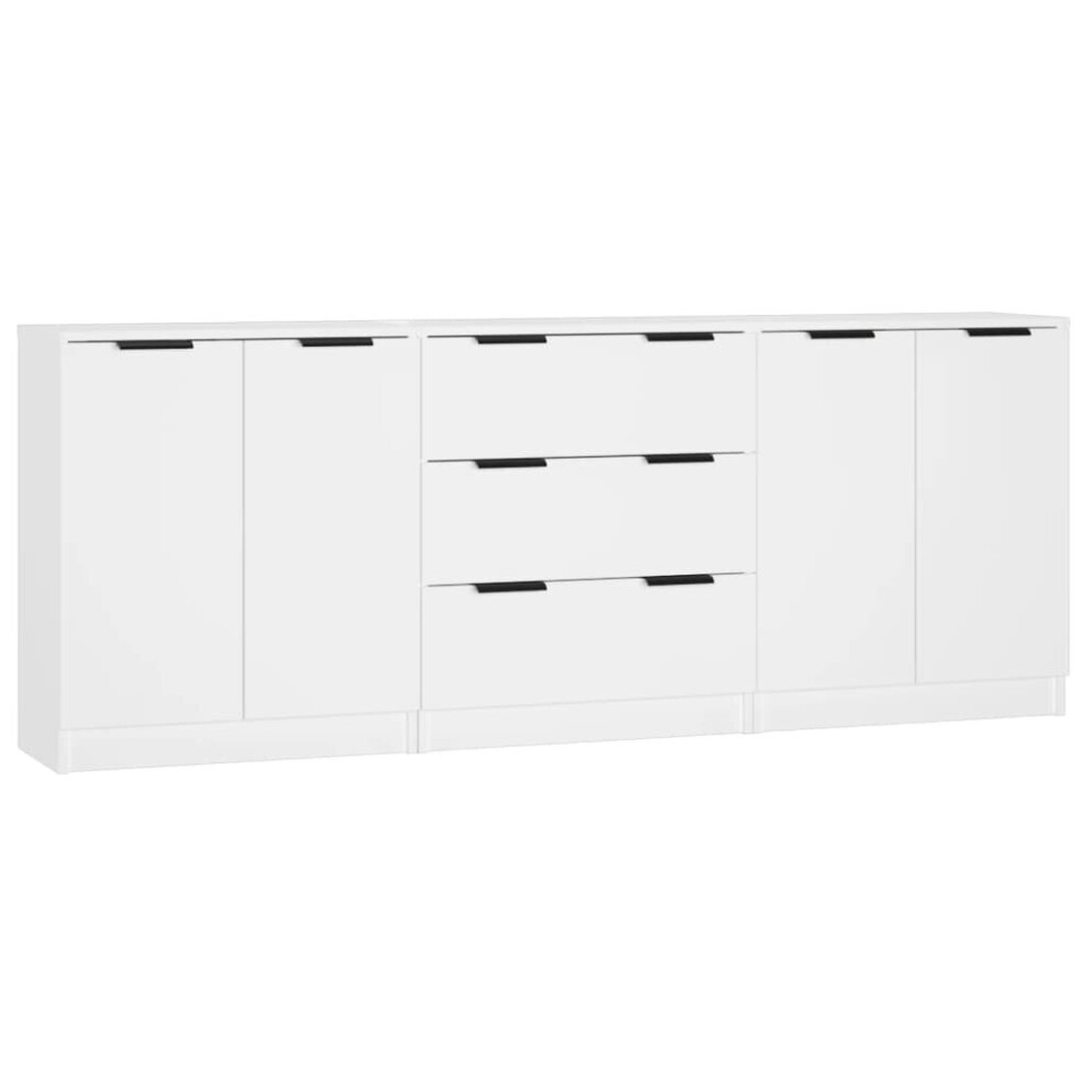 Vidaxl (White) Sideboards 3 Piece Storage Rack Organiser Highboard Engineered Wood White