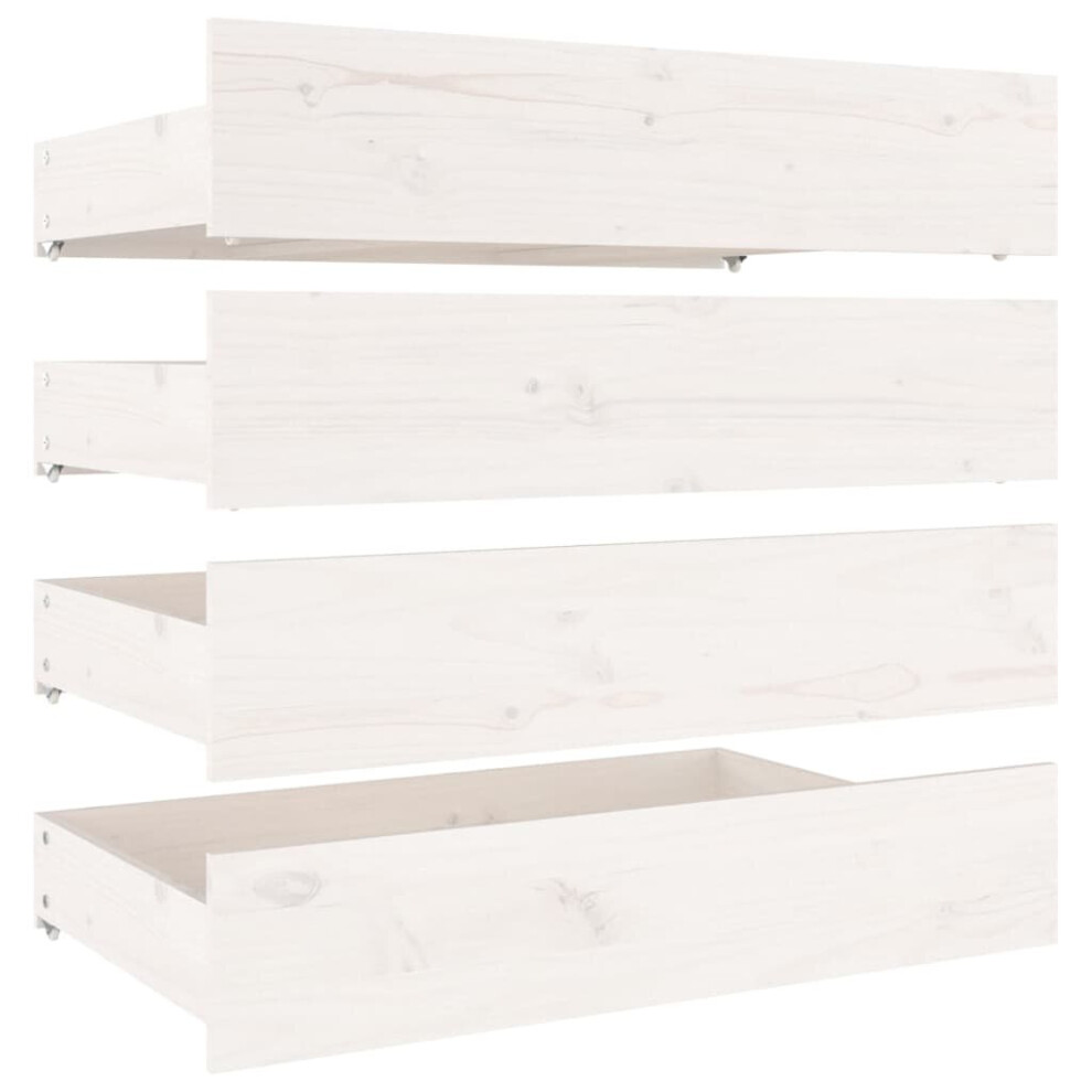 B&Q -  Bed Drawers 4 Pcs White Solid Wood Pine Bed Drawers - Image 3